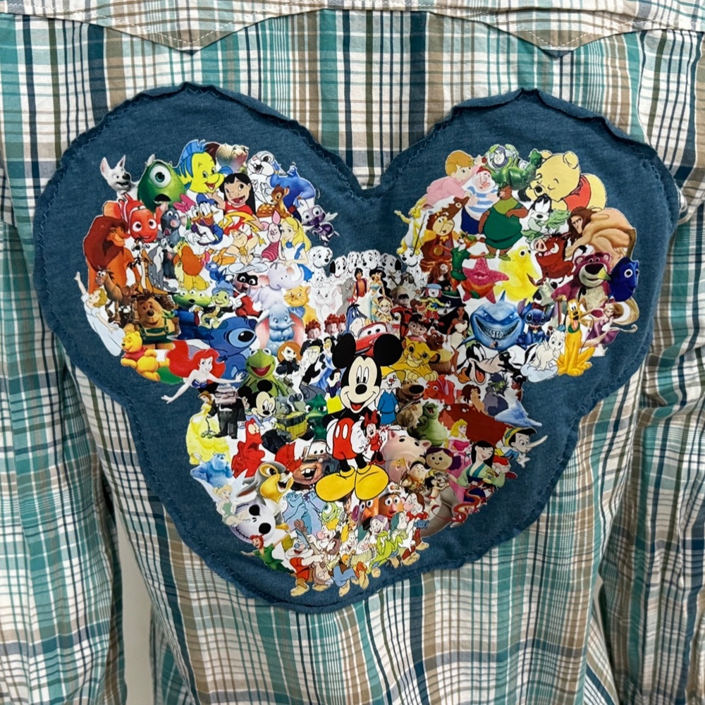 Upcycled Levi's Mickey Mouse Plaid Shirt - Picture 2 of 11